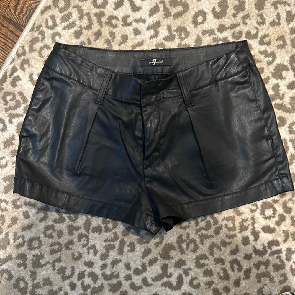 7 for all mankind faux leather shorts